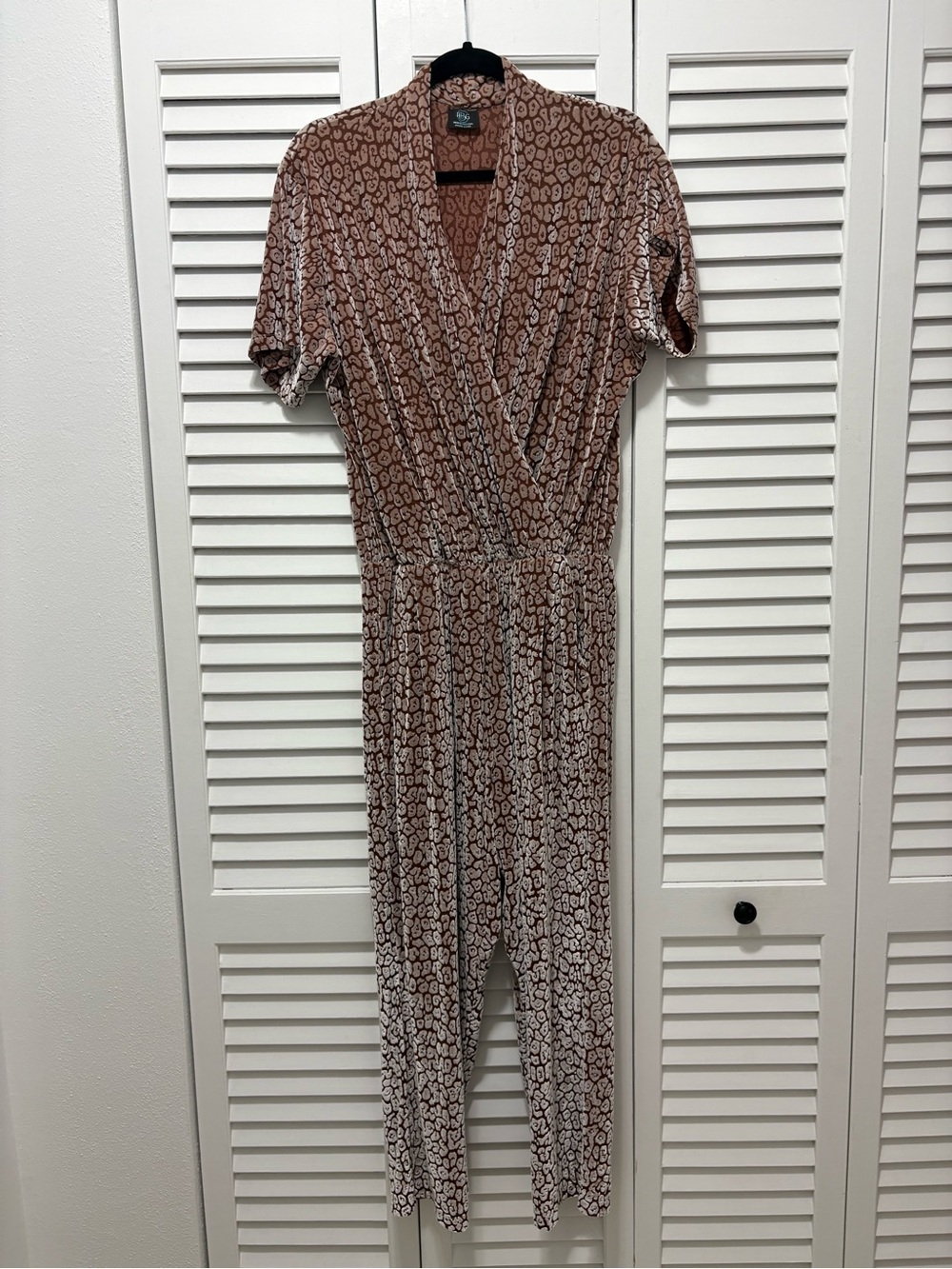 Taupe Animal Print Wrap Jumpsuit - Unbranded